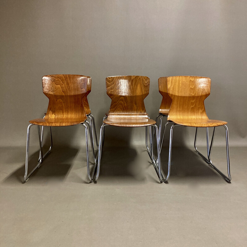 Set of 6 vintage pagwood Casala chairs