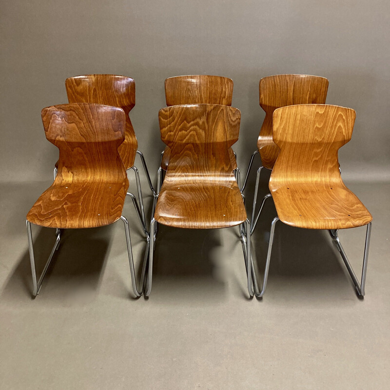 Set of 6 vintage pagwood Casala chairs