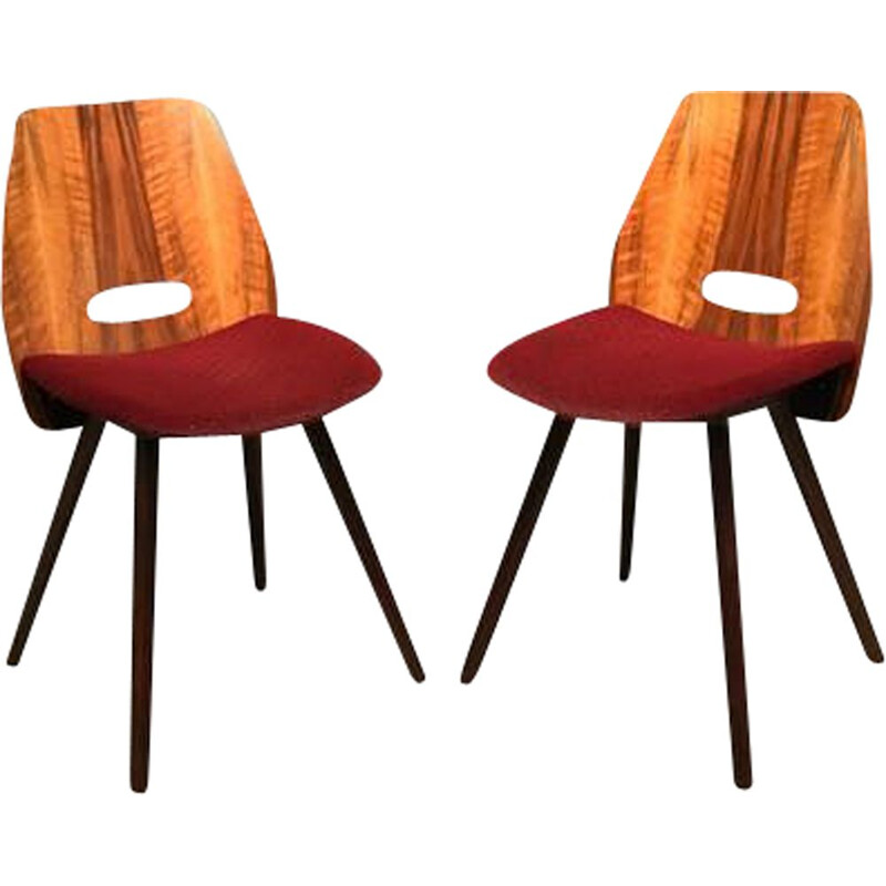 Pair Of vintage Chairs Designed By F. Jirak Tatra Nabytok