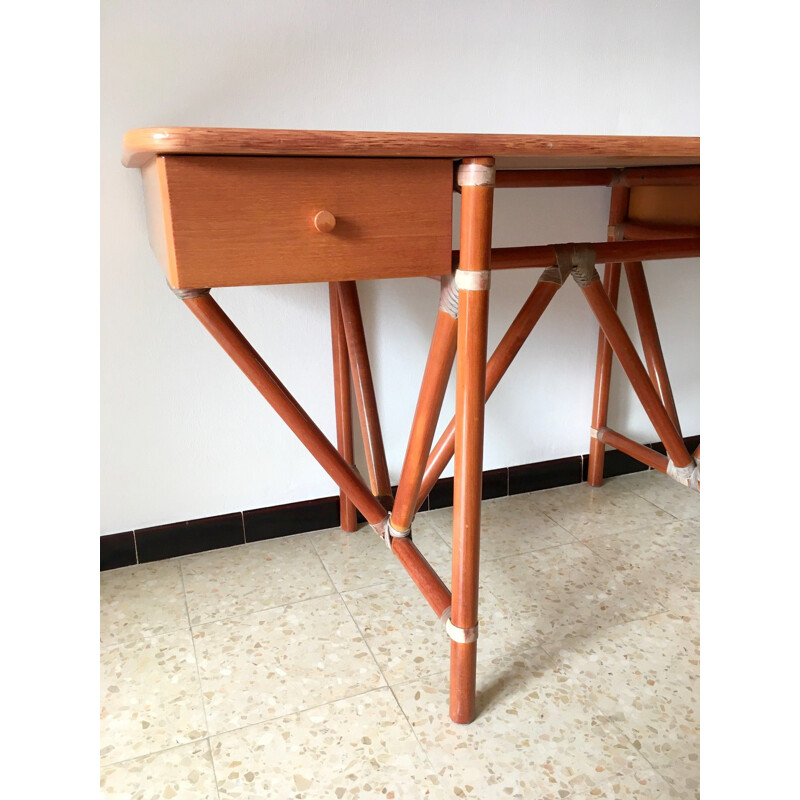 Vintage desk Roberti Rattan 1980