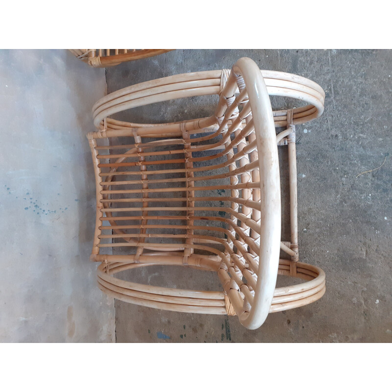 Pair of vintage rattan armchairs