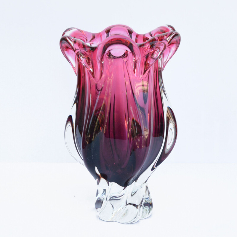 Vintage crystal vase by J. Hospodka Chribska Sklarna, Czechoslovakia, 1960s