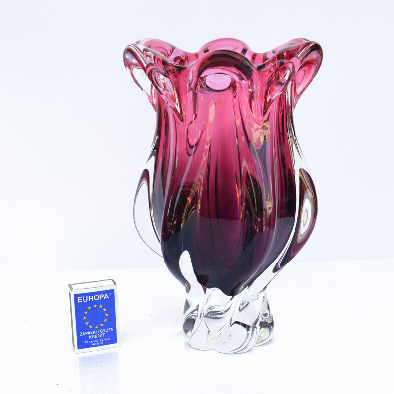 Vintage crystal vase by J. Hospodka Chribska Sklarna, Czechoslovakia, 1960s