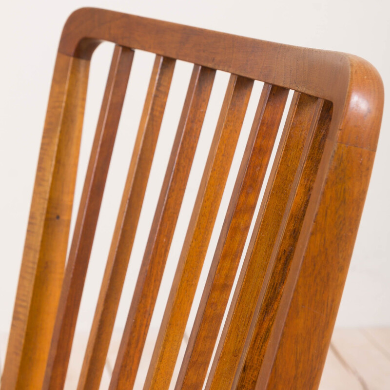 Set of 6 vintage walnut dining chairs in boucle by Frits Henningsen, Denmark 1950s