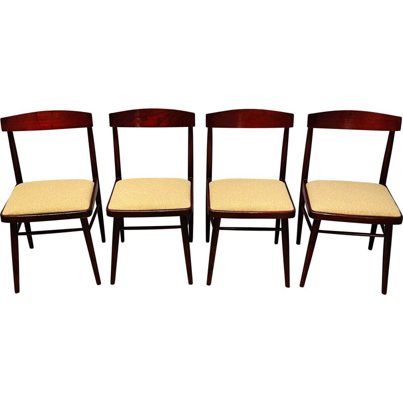 Ensemble de 4 chaises vintage en acajou et palissandre 1960