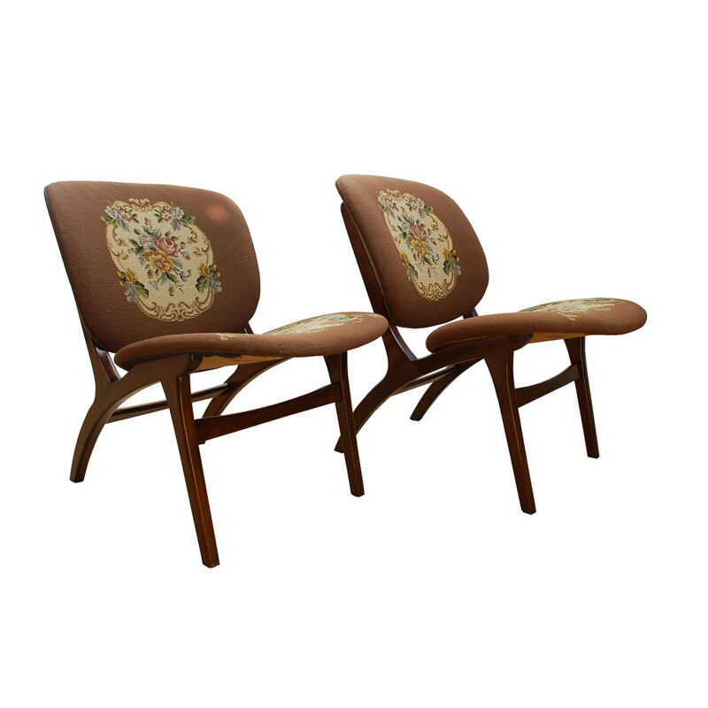 Set of 2 Danish shell chairs - 1960s