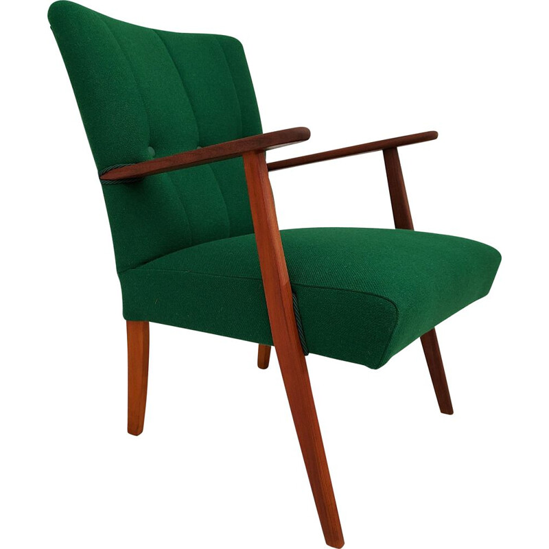 Vintage armchair Kvadrat wool, teak wood Danish 1960s