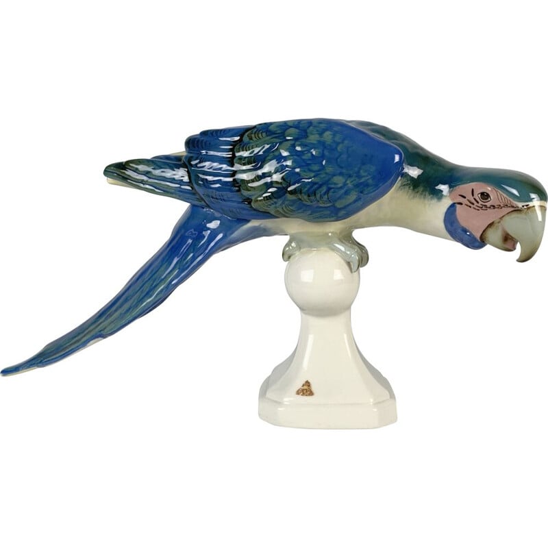 Vintage porcelain parrot Dux macaw royal, Czechoslovakia 1960