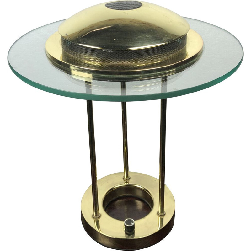 Vintage dimmable lamp in glass and Italian brass 1980