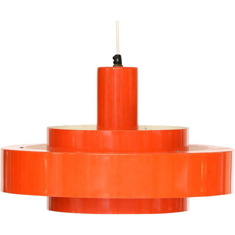 Vintage light pendant "Equator" in orange by Jo Hammerborg for Fog & Mørup, Denmark 1960