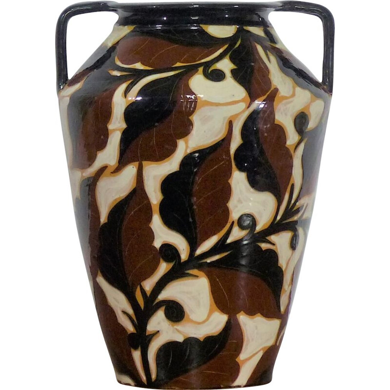 Vintage glazed ceramic vase from Art Deco