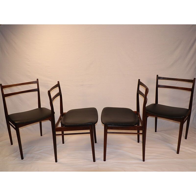 Série de 4 chaises vintage par Henry Rosengren Hansen scandinave 1960