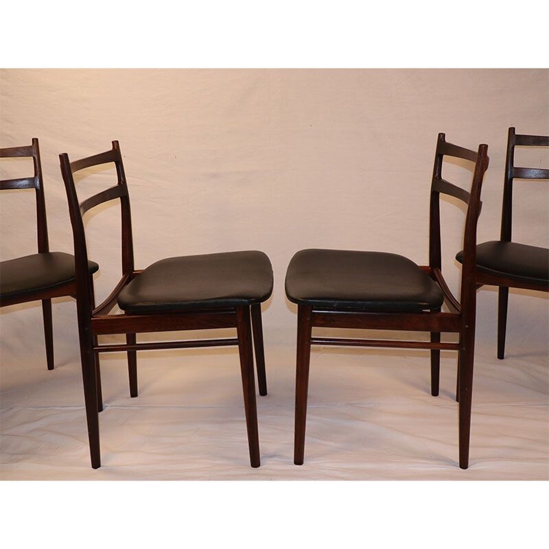Série de 4 chaises vintage par Henry Rosengren Hansen scandinave 1960
