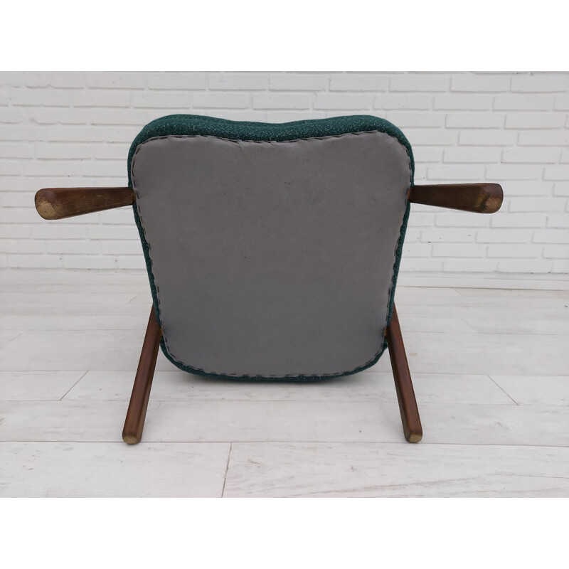 Vintage armchair wool, renovated-reupholstered Danish 1960s