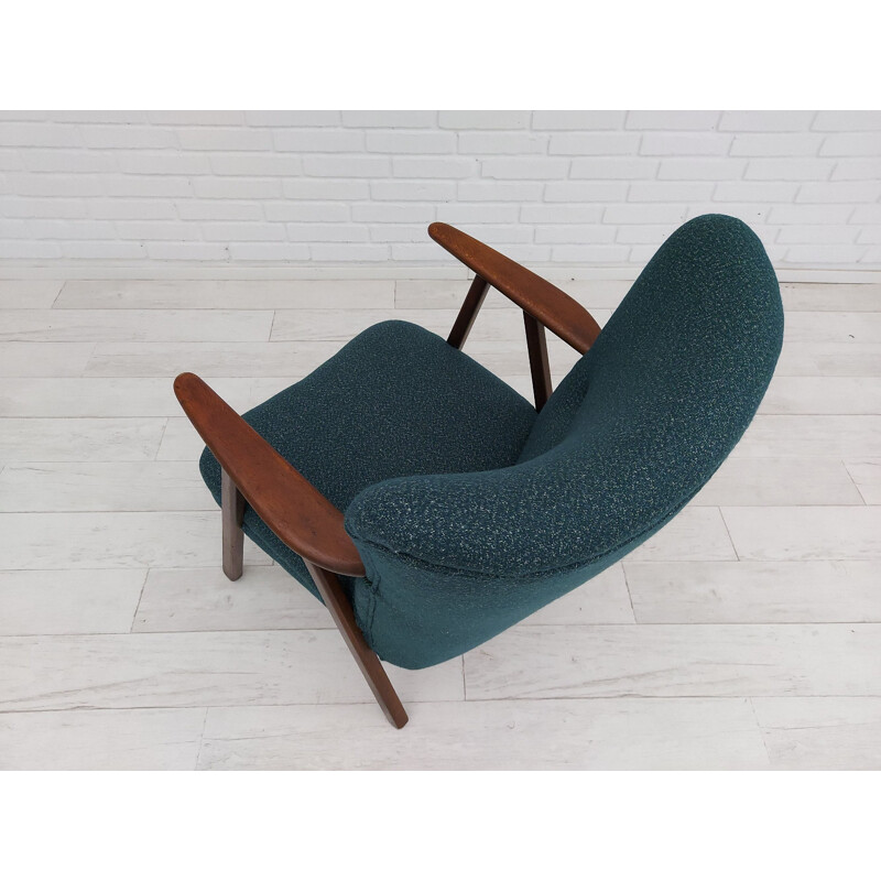 Vintage armchair wool, renovated-reupholstered Danish 1960s