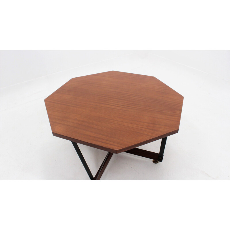 Mid century octagon teak coffee table 1950s