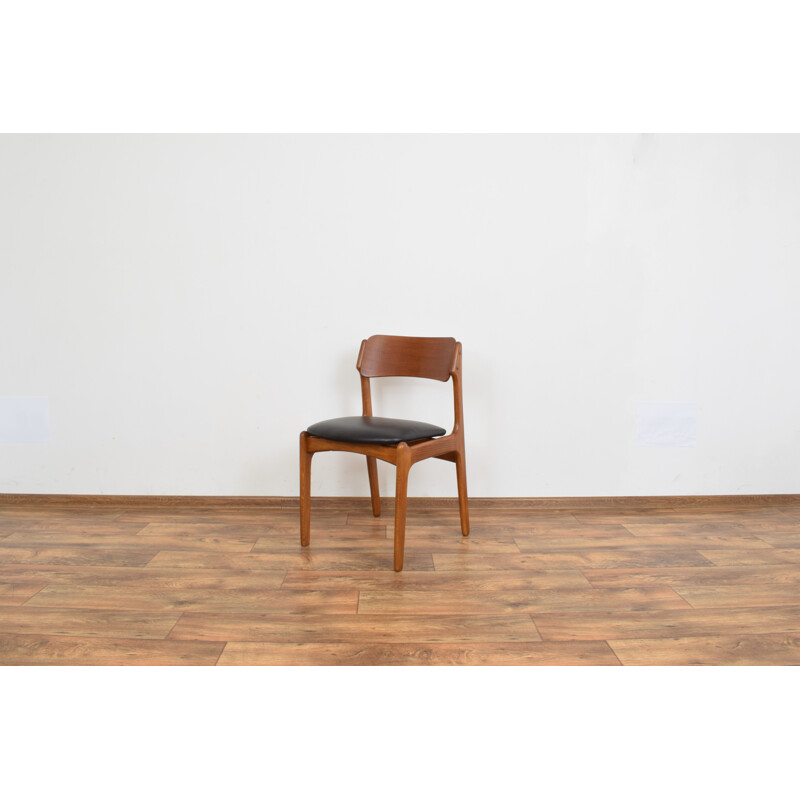 Set of 4 Mid-Century Teak & Leather Dining Chairs by Erik Buch, Danish 1960s