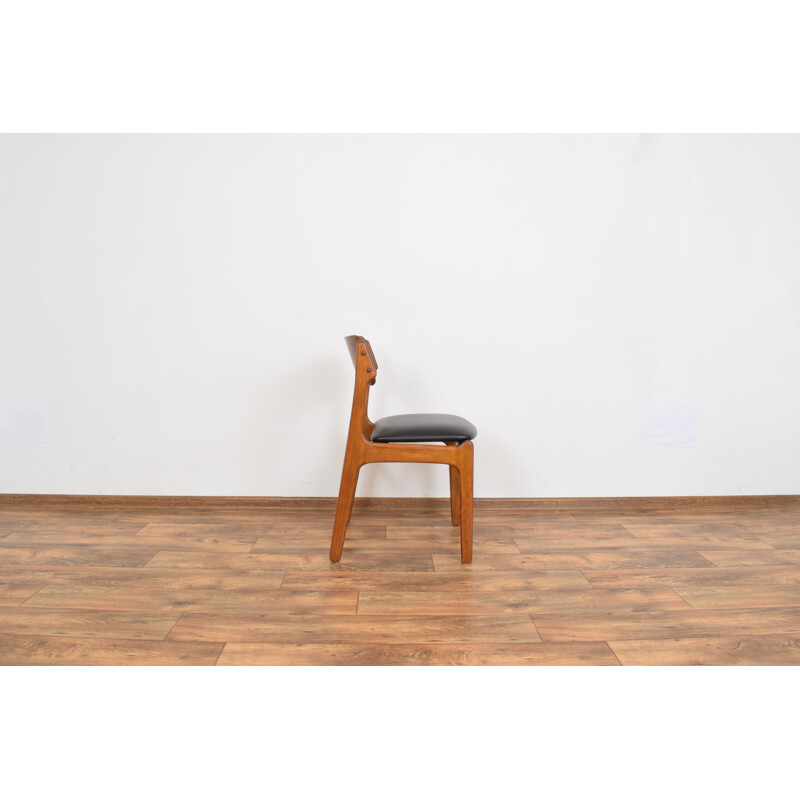 Set of 4 Mid-Century Teak & Leather Dining Chairs by Erik Buch, Danish 1960s