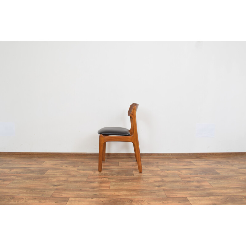 Set of 4 Mid-Century Teak & Leather Dining Chairs by Erik Buch, Danish 1960s