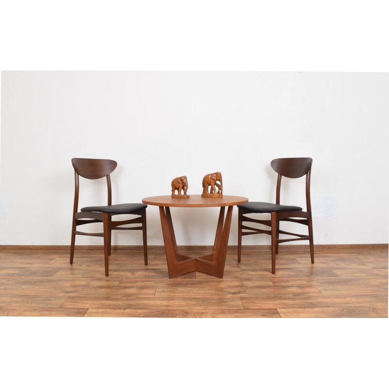 Ensemble de 4 chaises vintage en teck et cuir danoises 1960