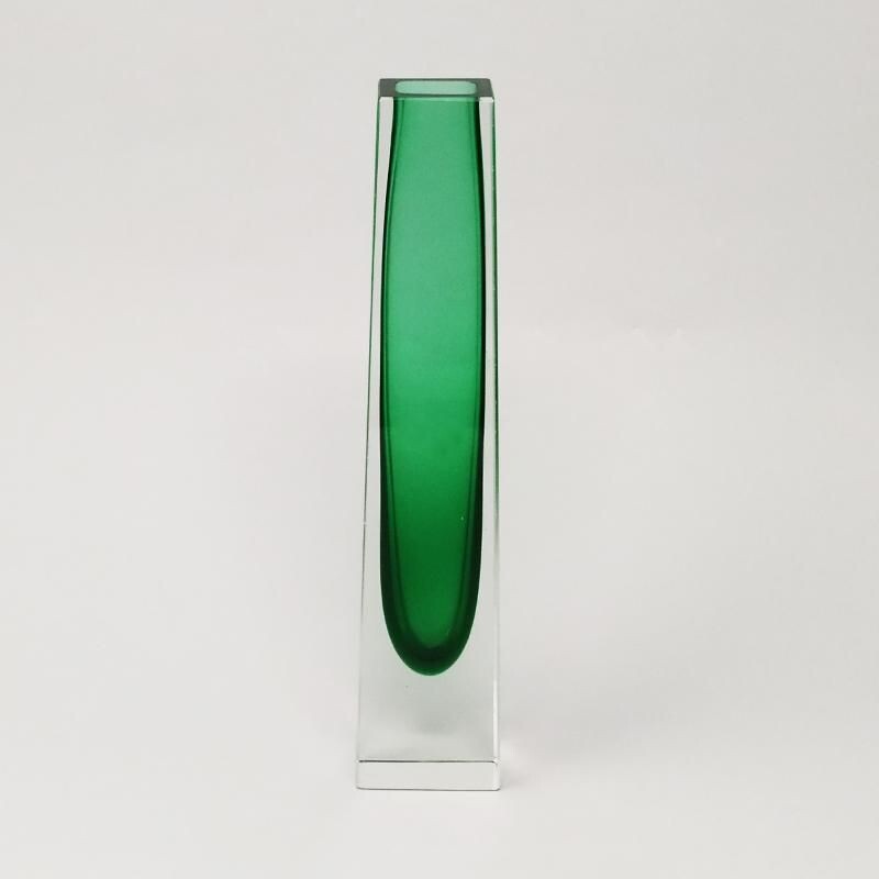 Vaso verde vintage di Flavio Poli per Seguso 1960