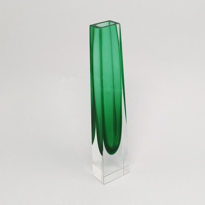 Vase vintage vert par Flavio Poli pour Seguso 1960