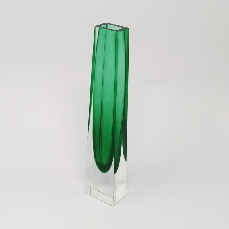 Vaso verde vintage di Flavio Poli per Seguso 1960