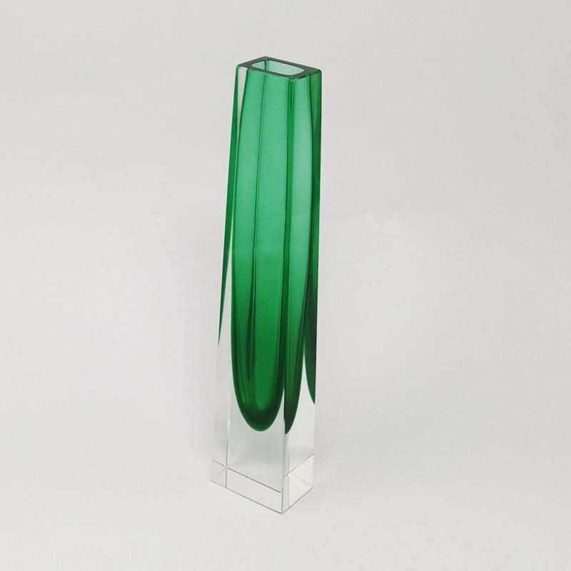 Vintage Green Vase By Flavio Poli for Seguso 1960s