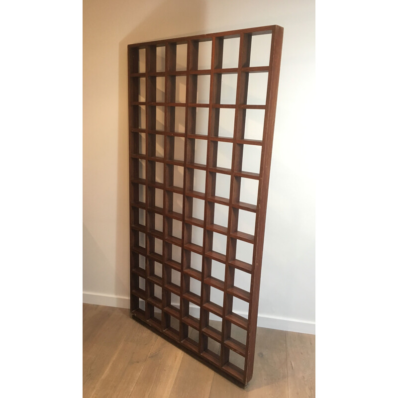 Vintage exotic wood divider shelf, 1970