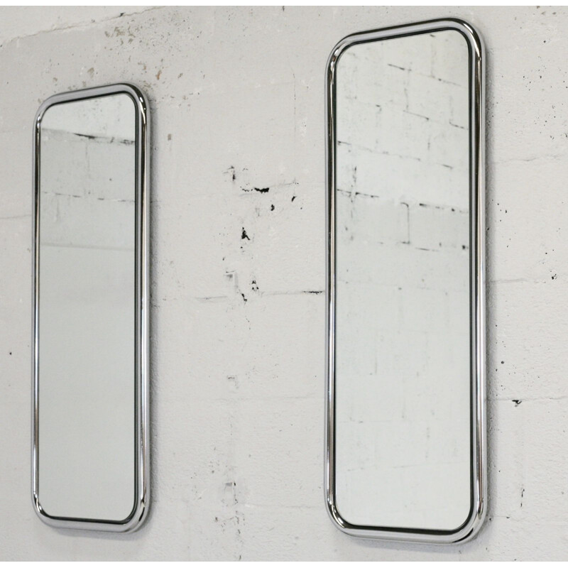 Pair of vintage chromed steel tubular mirrors 1970