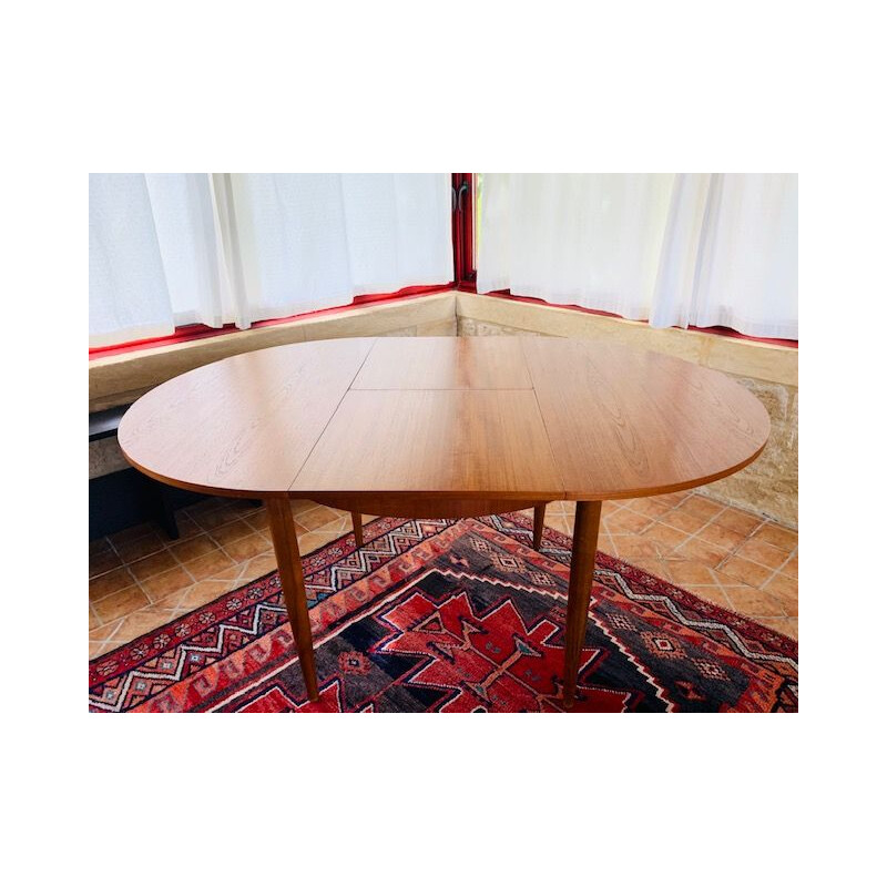 Vintage teak dining table with teak butterfly leaf 1960