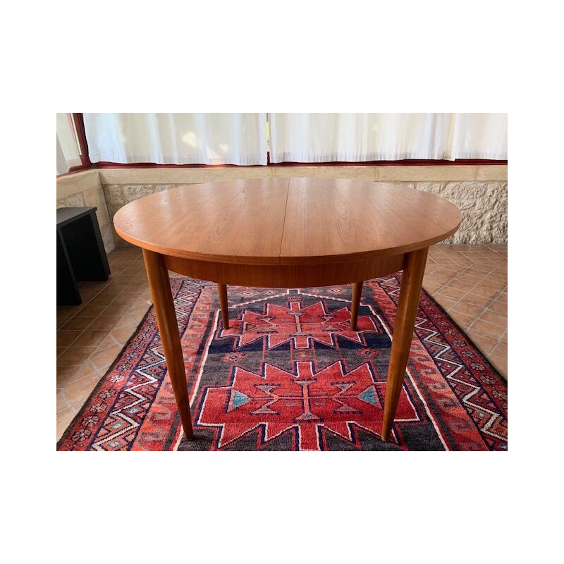 Vintage teak dining table with teak butterfly leaf 1960