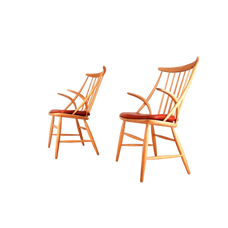 Pair of Niels Eilersen chairs, Illum WIKKELSO - 1950s