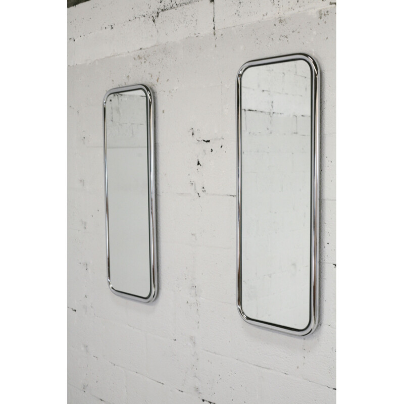 Pair of vintage chromed steel tubular mirrors 1970