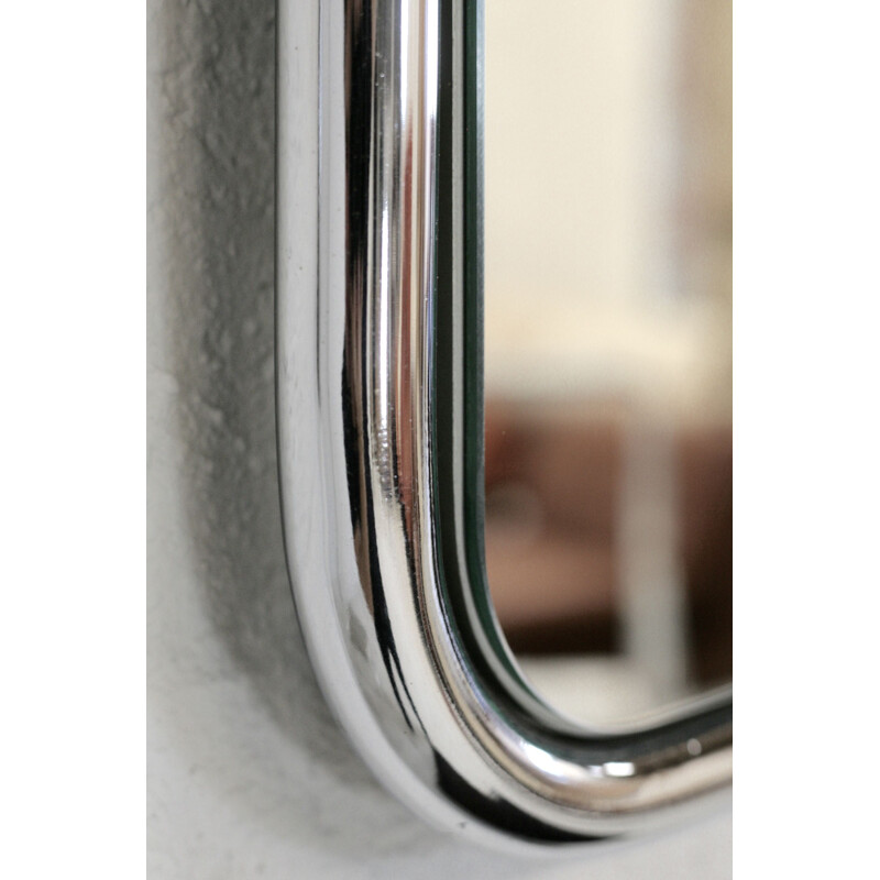 Pair of vintage chromed steel tubular mirrors 1970