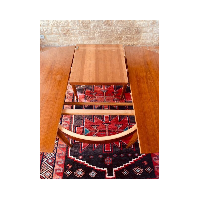 Vintage teak dining table with teak butterfly leaf 1960