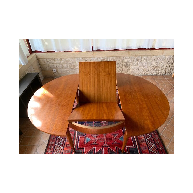 Vintage teak dining table with teak butterfly leaf 1960