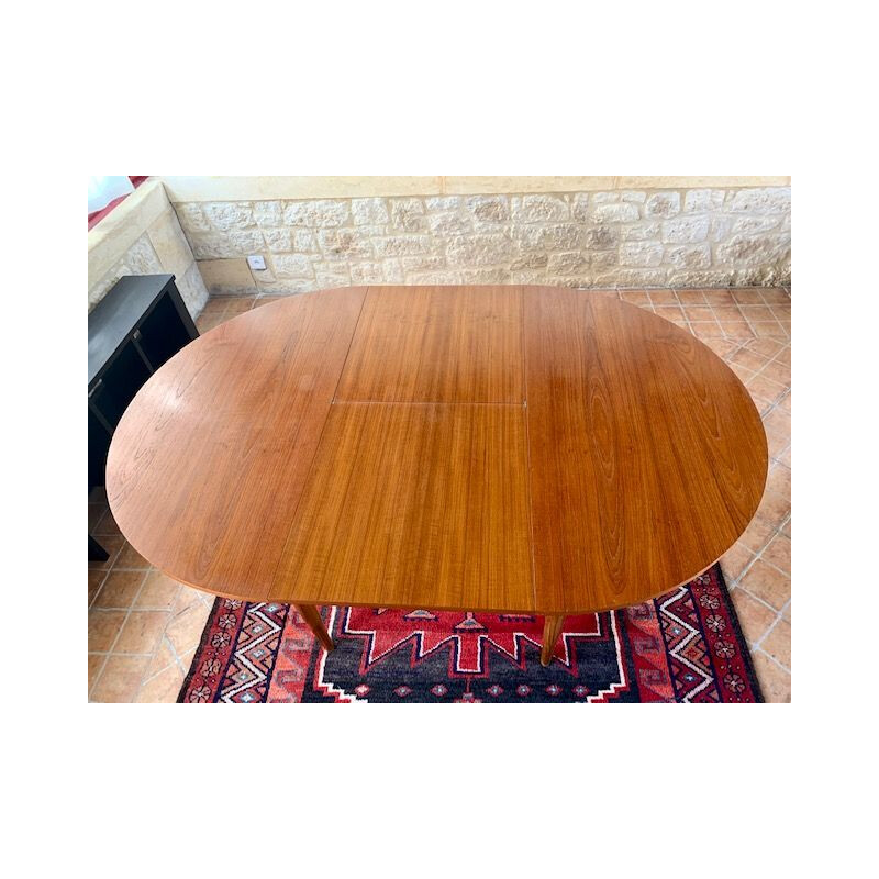 Vintage teak dining table with teak butterfly leaf 1960