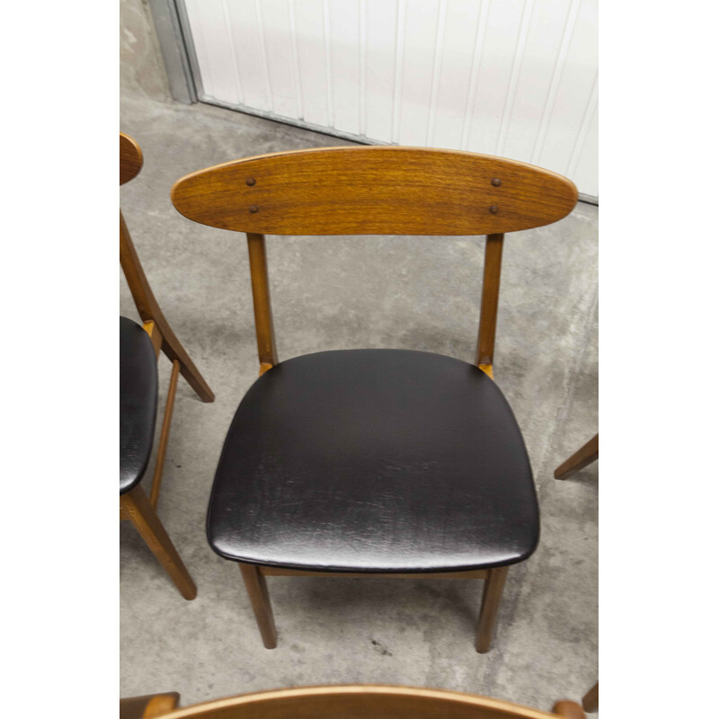 Lot of 6 vintage Farstrup 210 teak beech chairs 1965