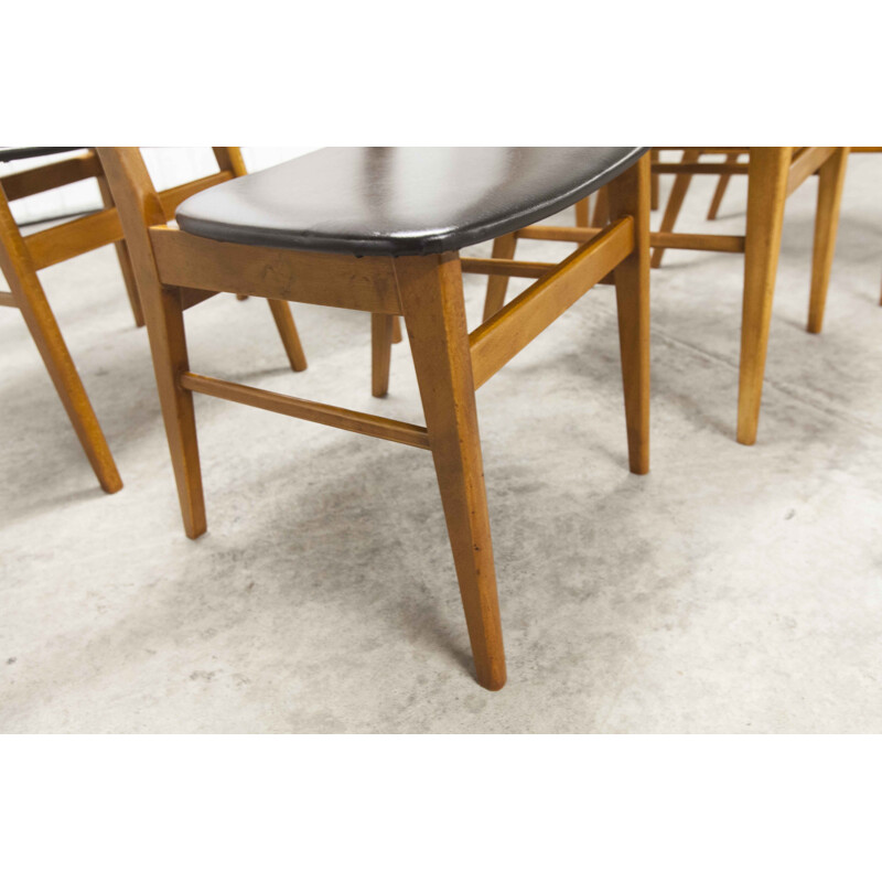 Lot of 6 vintage Farstrup 210 teak beech chairs 1965