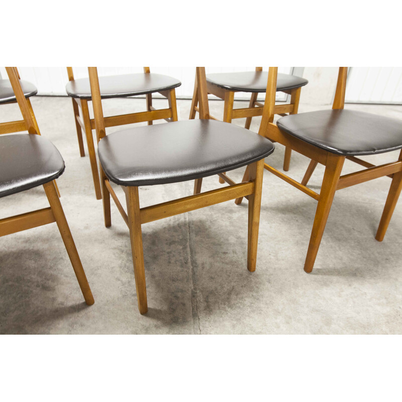 Lot of 6 vintage Farstrup 210 teak beech chairs 1965