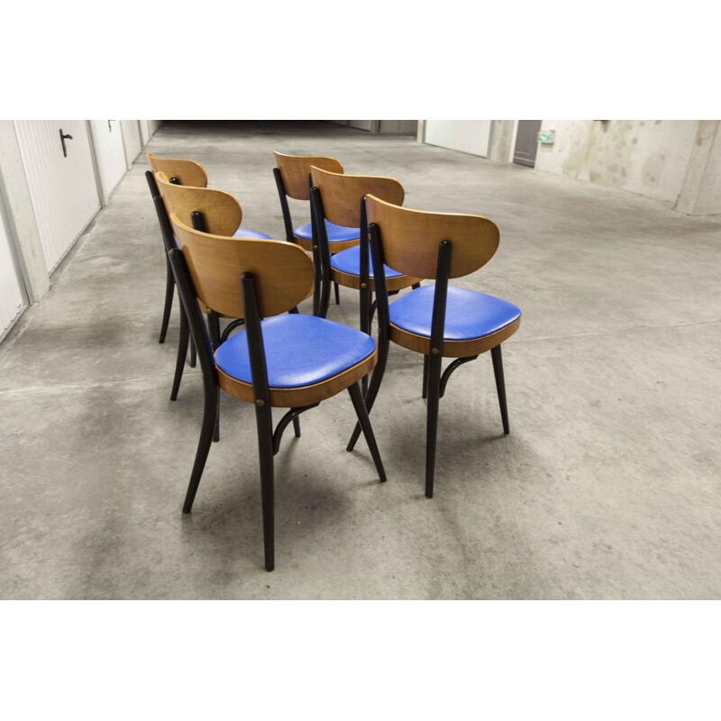 Set of 6 vintage chairs bistro Baumann 731 G1S 1962