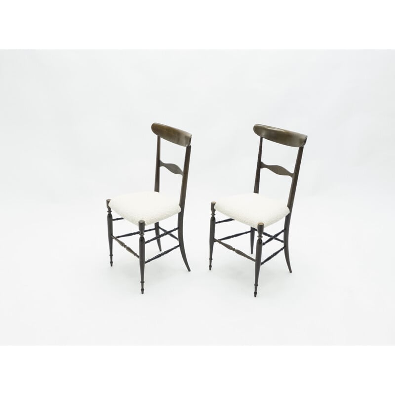 Pair of vintage Campanino Chiavari walnut chairs by Fratelli Levaggi 1950