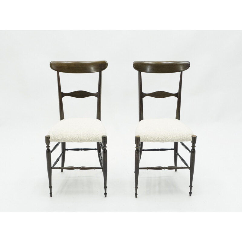 Paar vintage Campanino Chiavari stoelen in walnoot van Fratelli Levaggi 1950