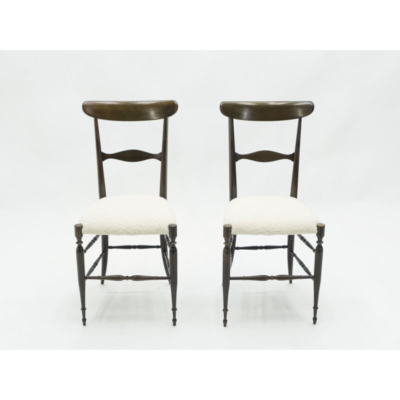 Par de cadeiras Campanino Chiavari vintage em nogueira de Fratelli Levaggi 1950