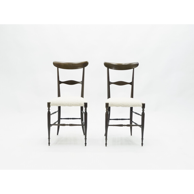 Pareja de sillas Campanino Chiavari vintage en nogal de Fratelli Levaggi 1950