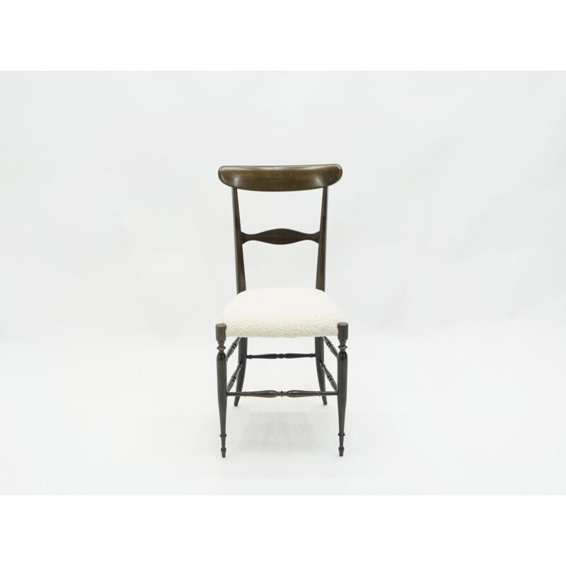 Pair of vintage Campanino Chiavari walnut chairs by Fratelli Levaggi 1950