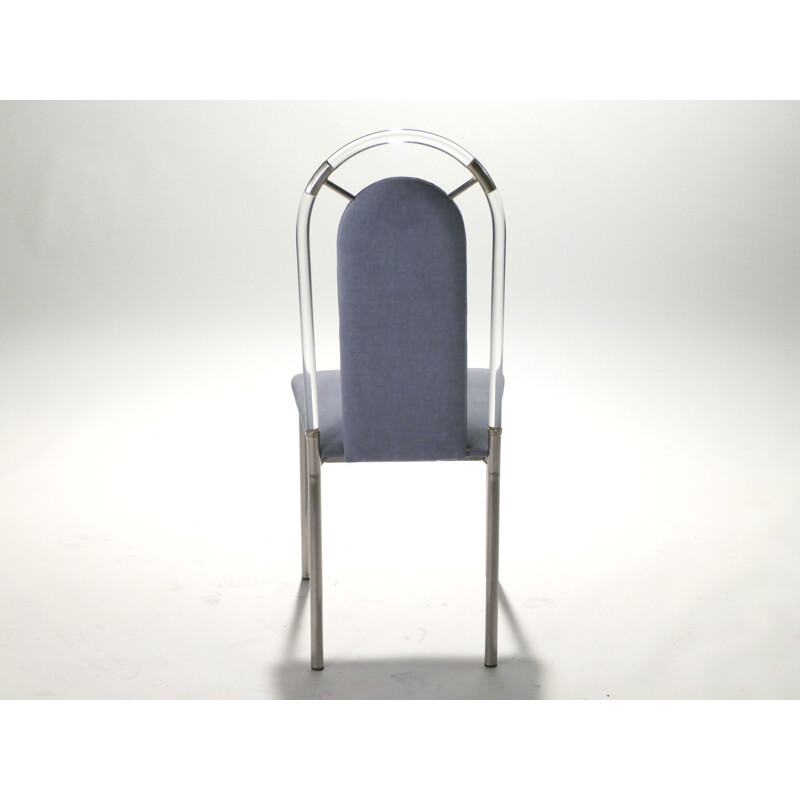 Série de 4 chaises vintage plexiglass Maison Jansen 1970