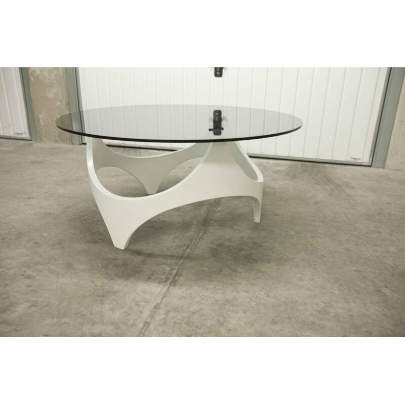 Mesa de café Vintage space age white bentwood, 1970