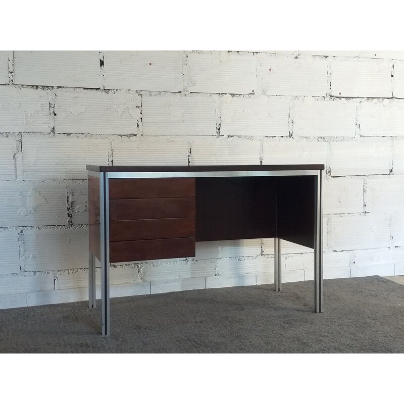 Vintage rosewood and aluminium desk 1970